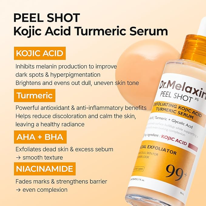 dr.melaxin peel shot exfoliating kojic acid turmeric serum 80ml