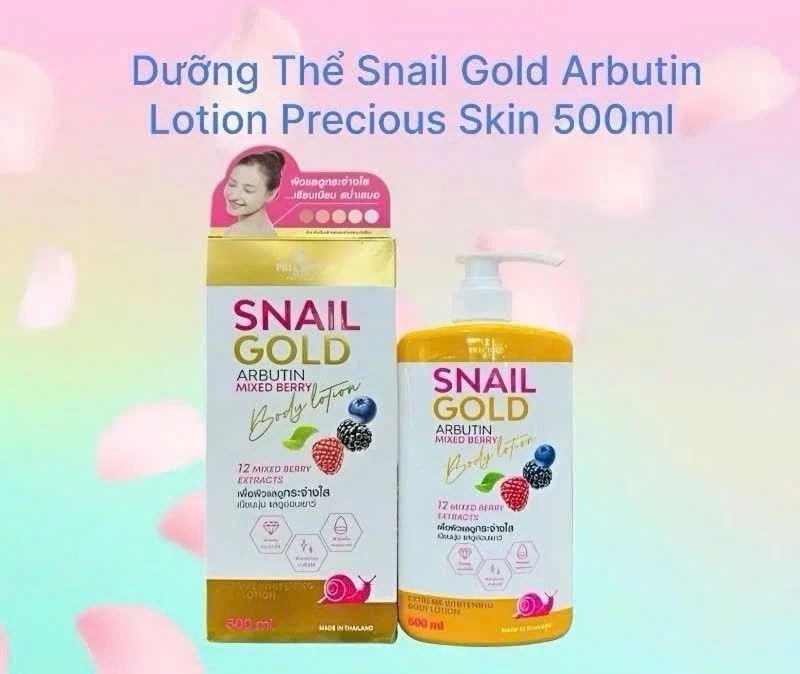 Precious Skin Thailand Snail Gold Arbutin Mix Berry Lotion, 500ml
