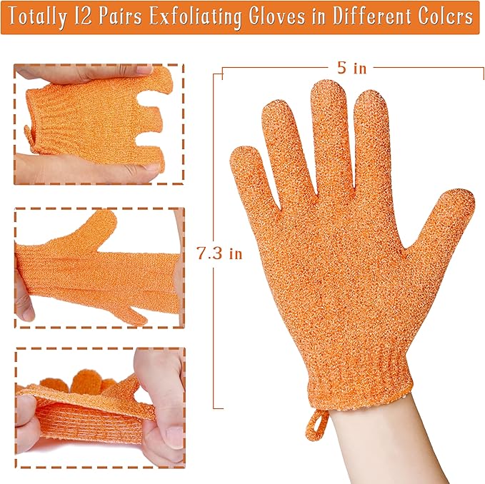 Ibeauty Exfoliating Bath Gloves-Orange