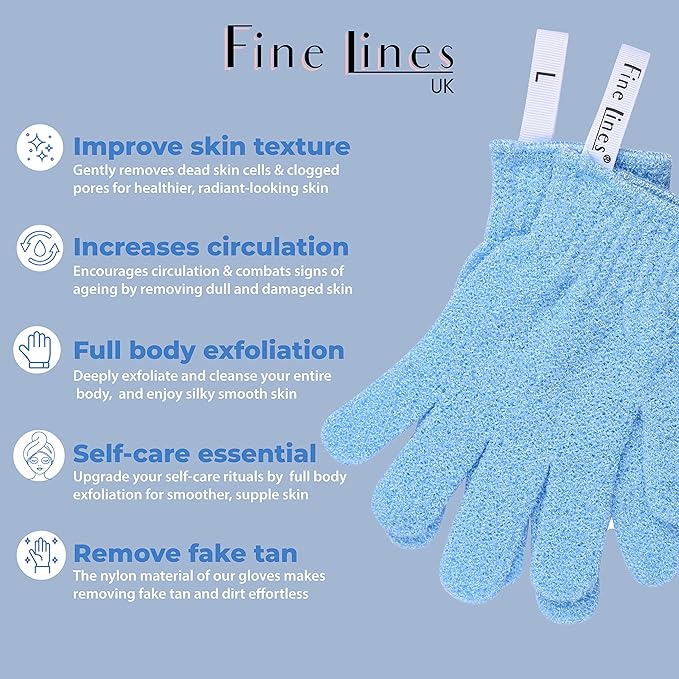 Ibeauty Exfoliating Bath Gloves-Light Blue