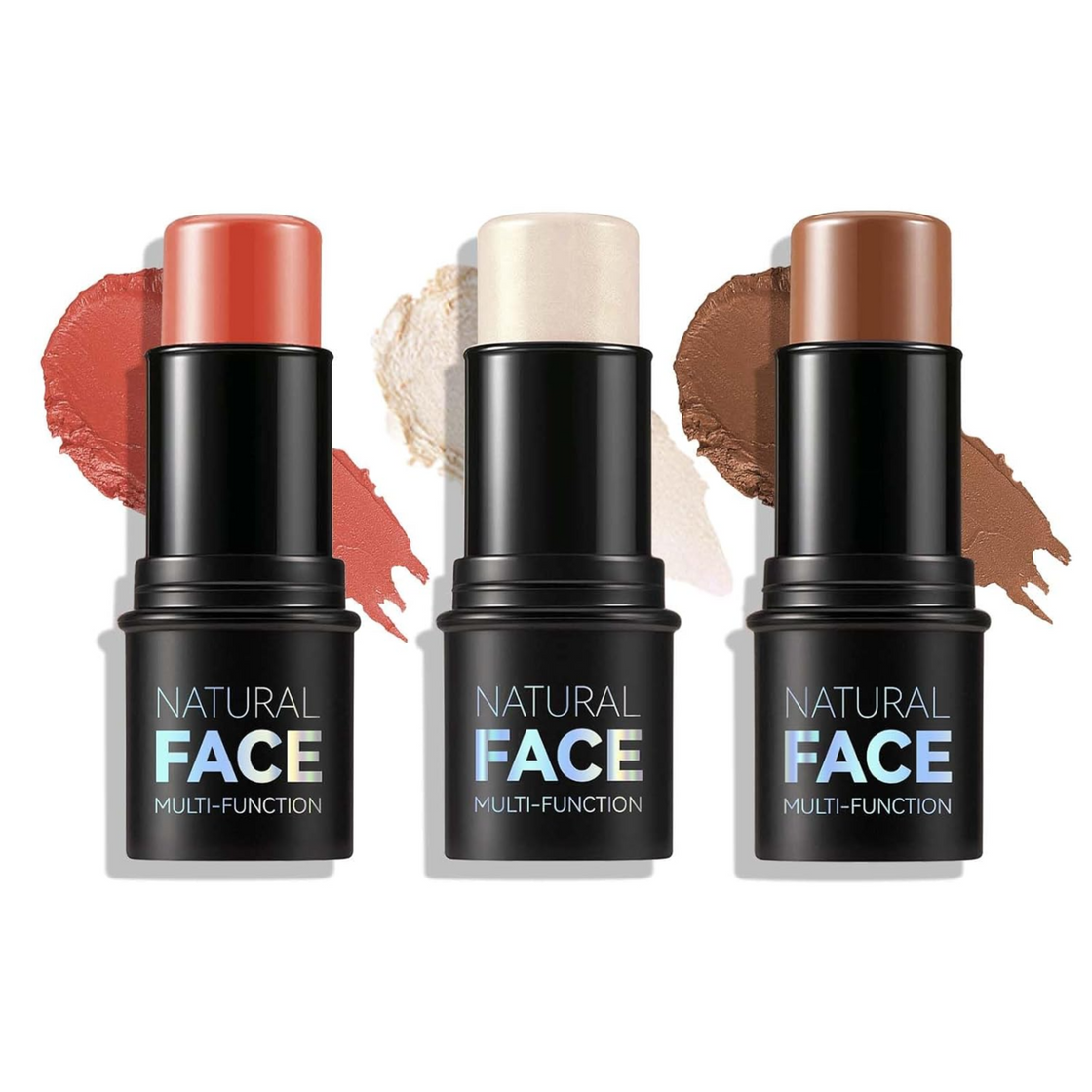 MLSMILE 3 Piece Cream Contour Stick Makeup Kit, Create Face Contour, Highlighter Bar, Blush Stick for Sculpting Cheeks, Bronzer Contour Sticks, Make-up Set 6g