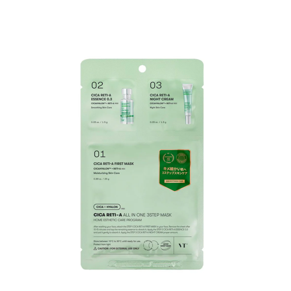 VT COSMETICS Cica Reti-A All-In-One 3-Step Sheet Mask