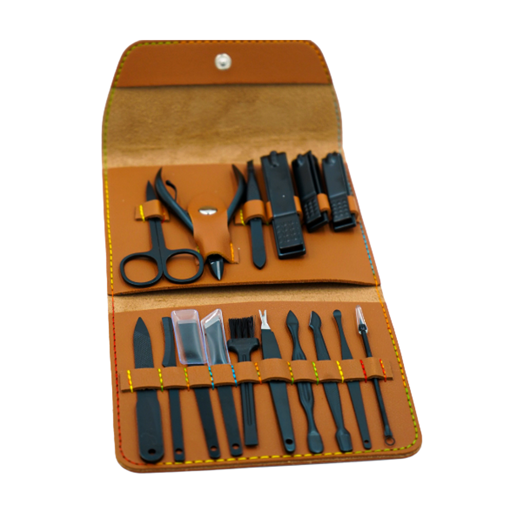 Sensation stainless Steel Grooming Tools Set - 16 Pcs-Brown Colour