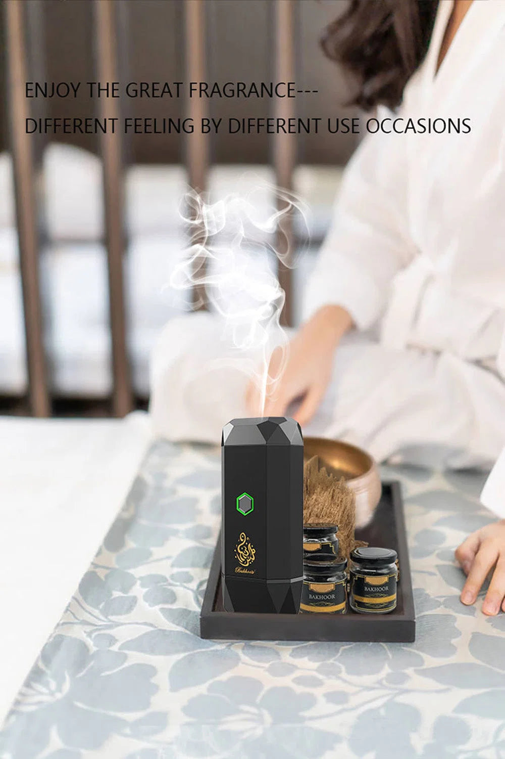 Portable Bakhoor Burner Diamond Shape Black Color Mini