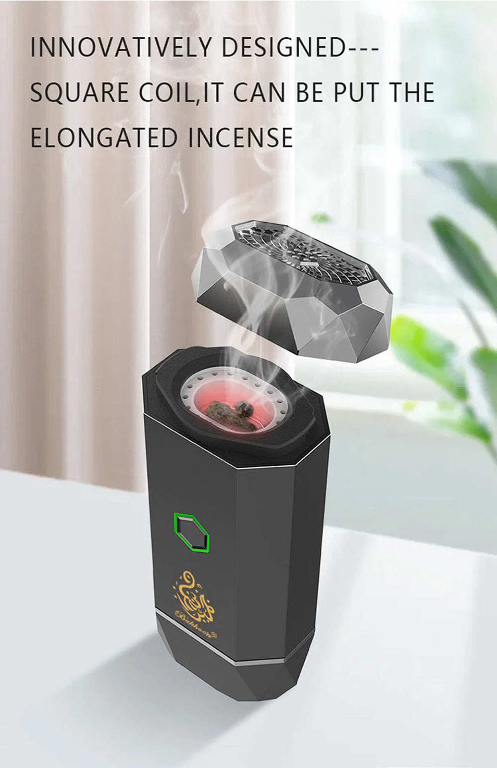 Portable Bakhoor Burner Diamond Shape Black Color Mini