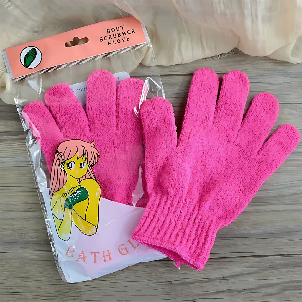 Ibeauty Exfoliating Bath Gloves-pink