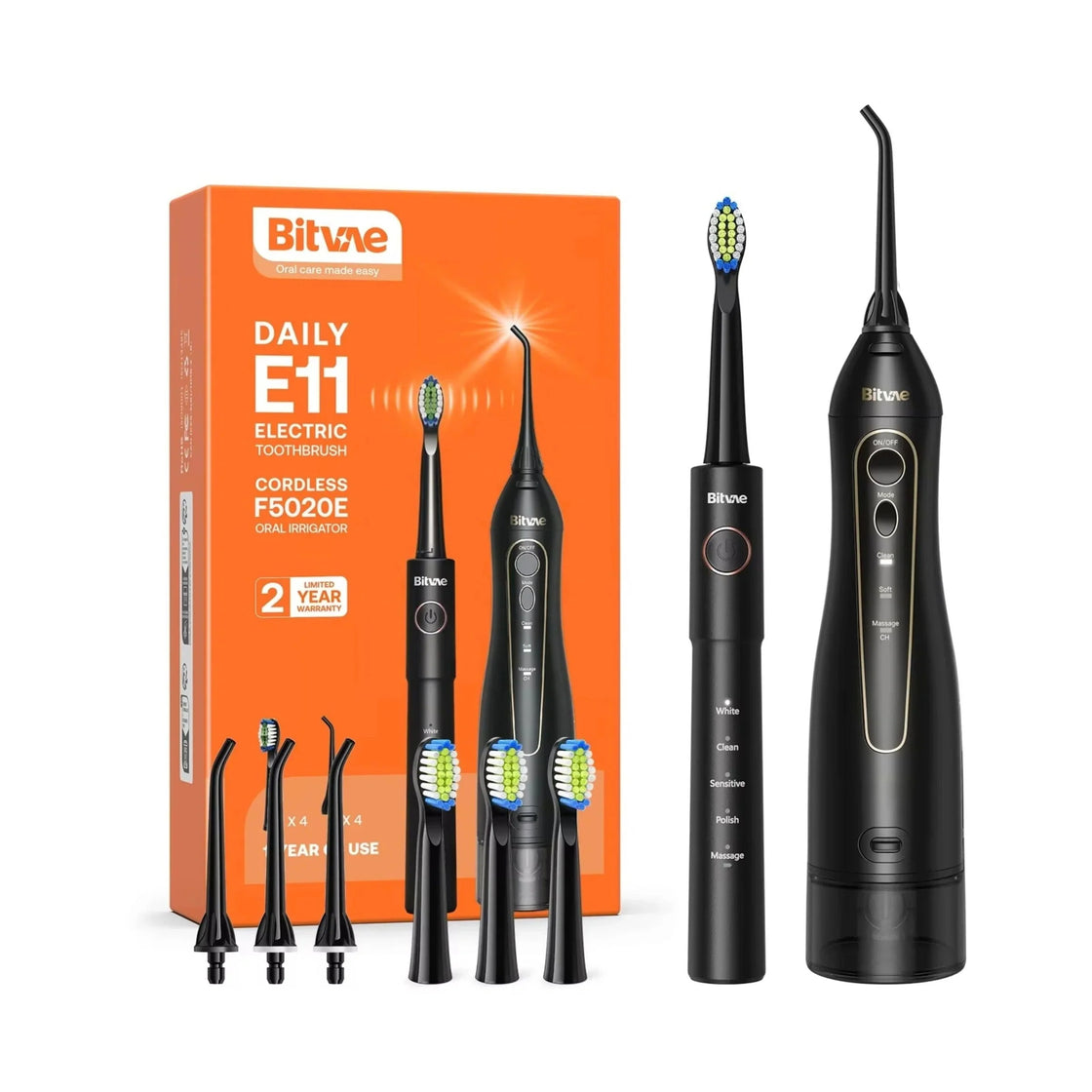 Bitvae Electric Toothbrush and Oral Irrigator E11 + F5020E, Black
