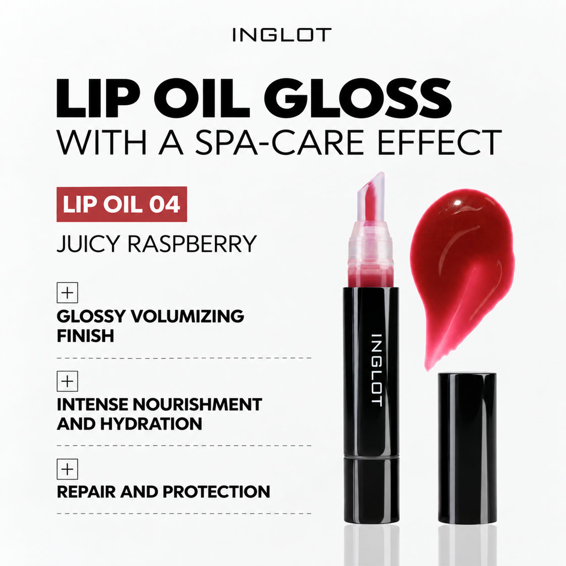 Inglot High Gloss Lip Oil with Argan Oil & Cherry Seed Oil – 04, 4ml