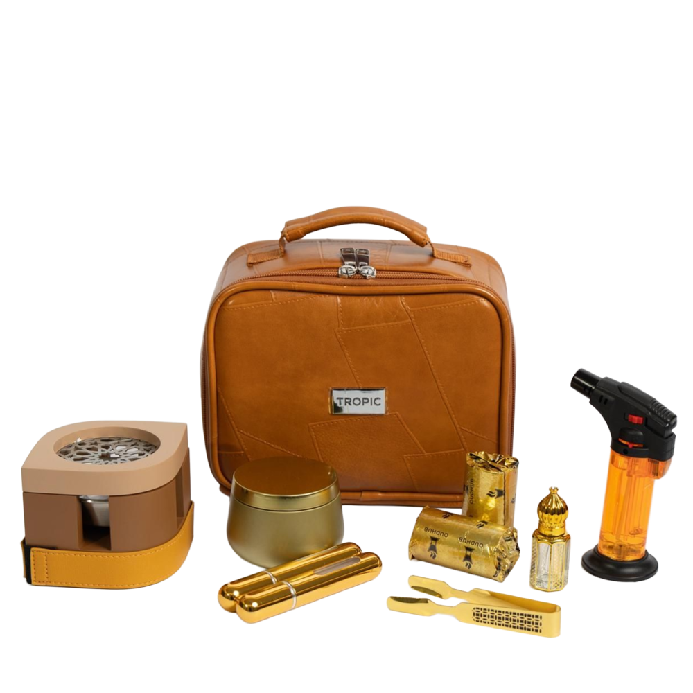 A complete Incense  kit bag - Camel Brown