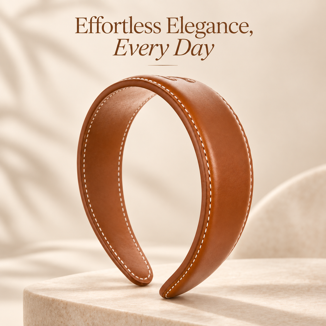 Celine Leather Padded Headband – Classic Brown