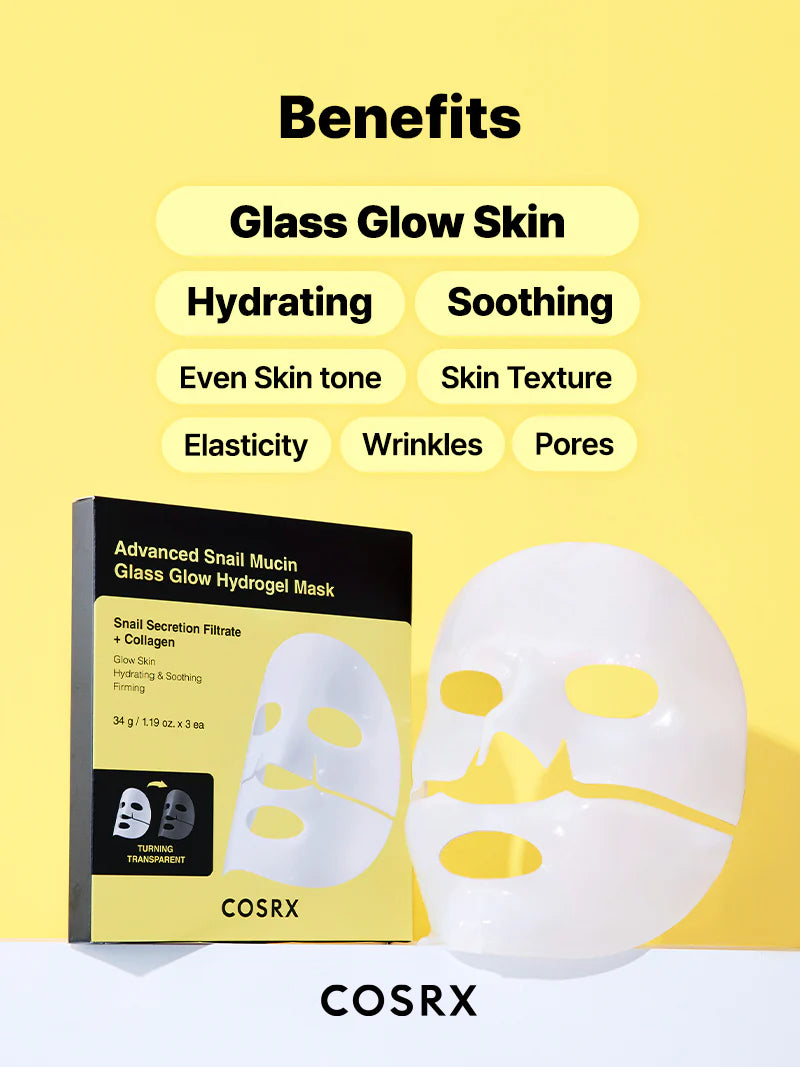 COSRX advanced snail mucin glass glow hydrogel face mask 34g
