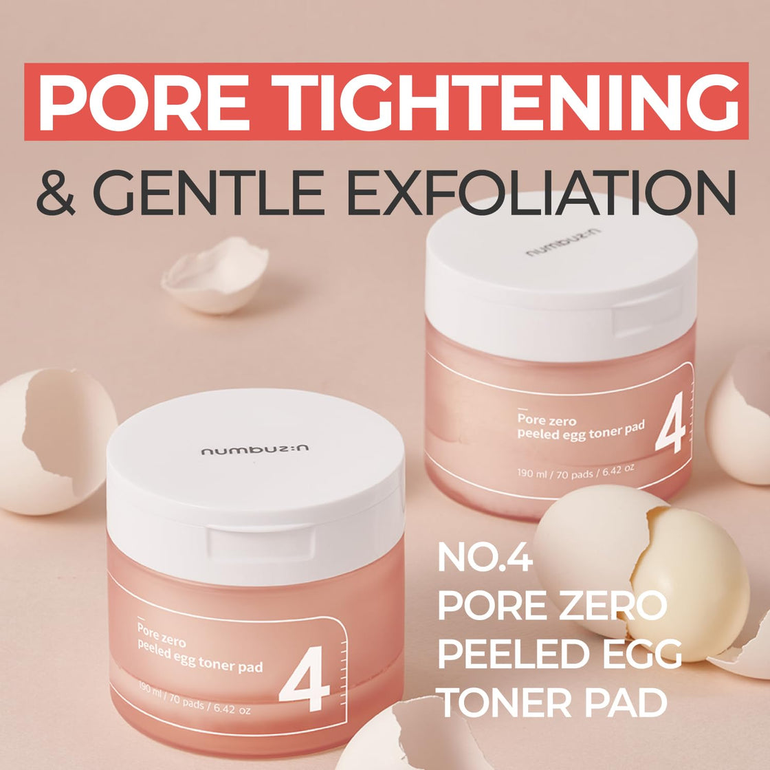 Numbuzin No. 4 Pore Zero Peeled Egg Toner Pad 70 pads