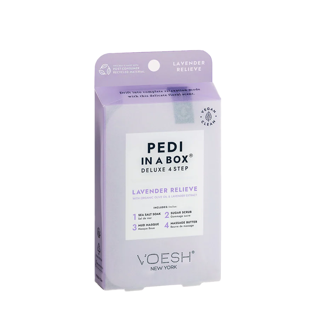 VOESH Pedi In A Box Deluxe 4 Step Pedicure-Lavender relieve 