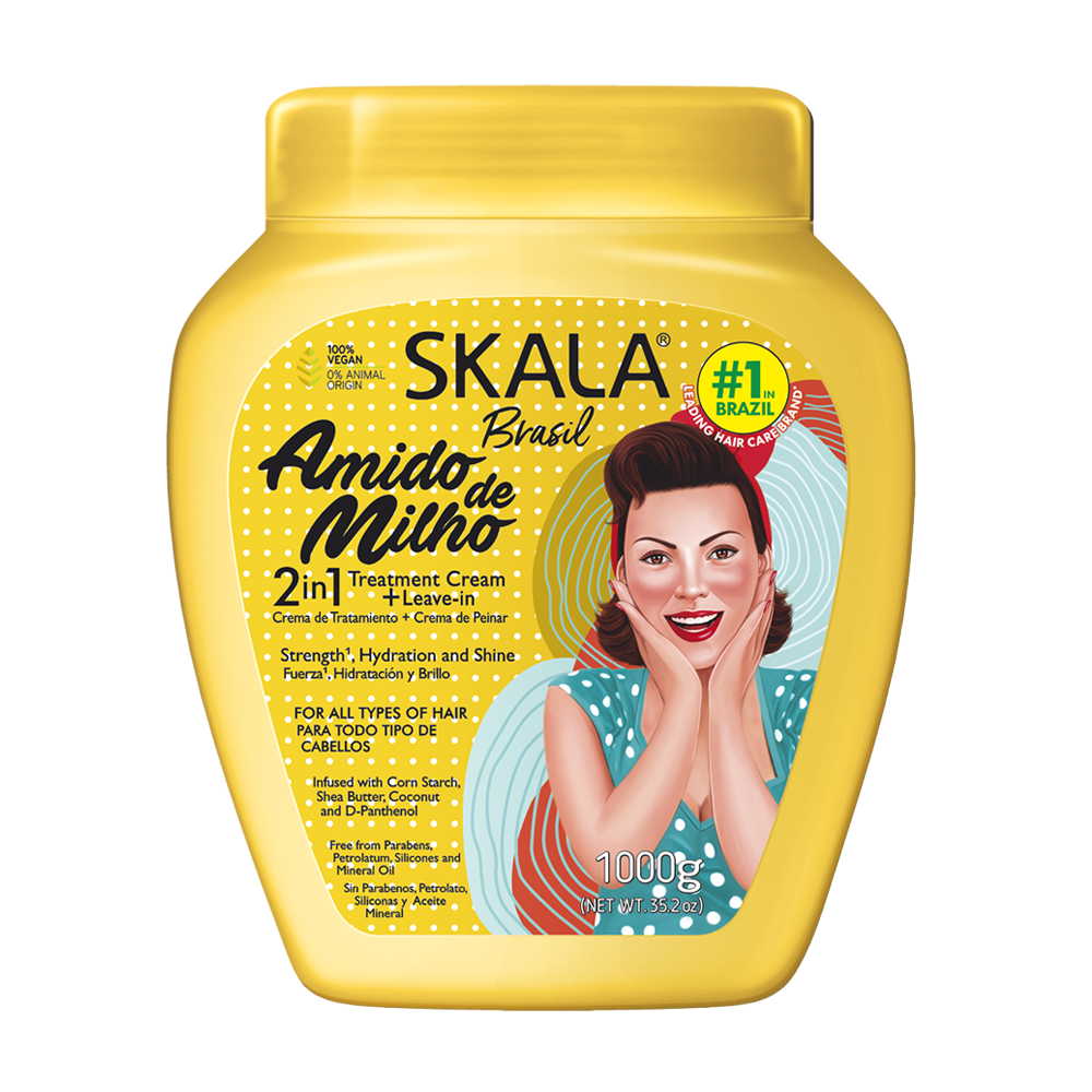 Skala brasil amido de milho 2in1 hair treatment and leave in cream-1000g