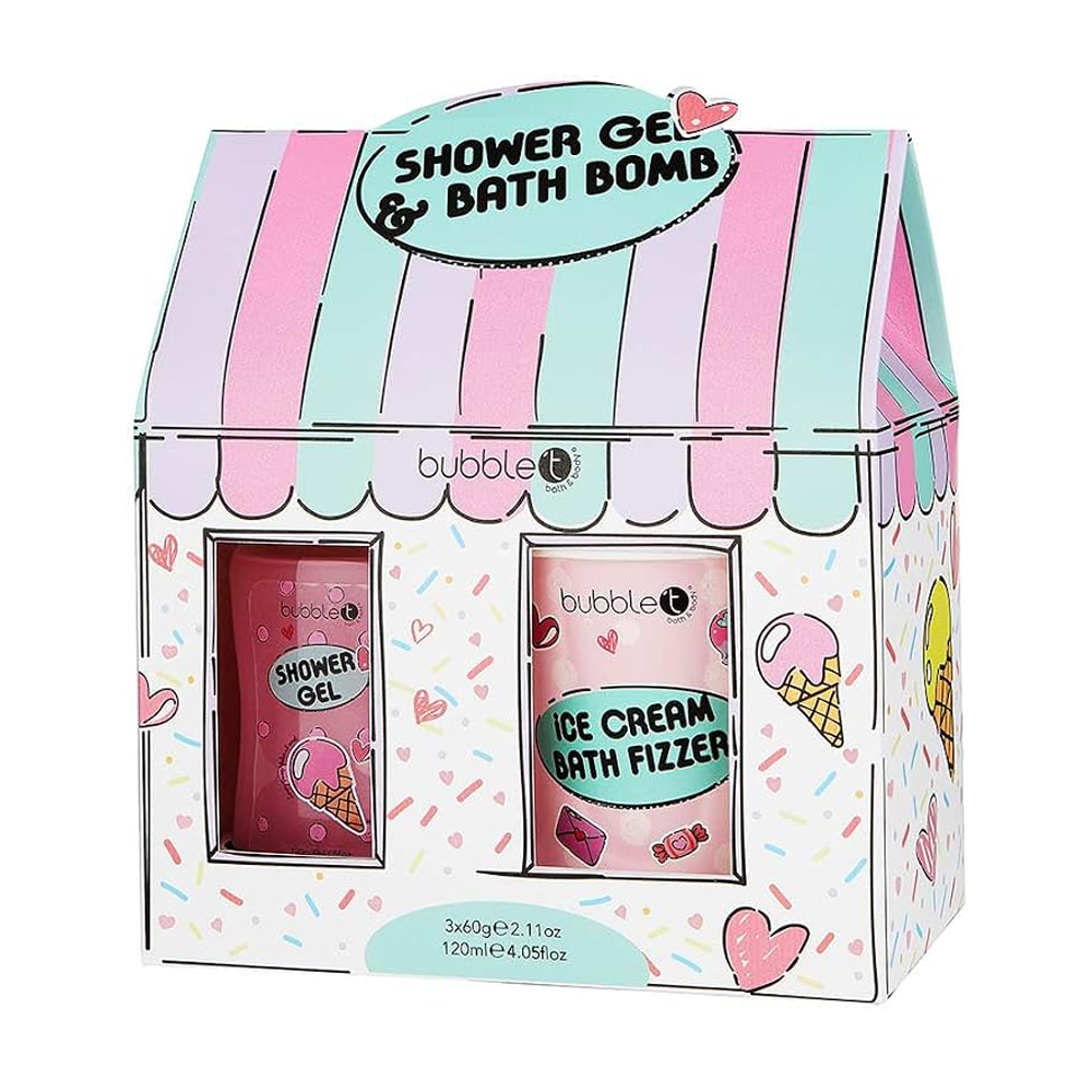 Bubble T gift set: Shower gel, bath fizzer Cartoon 4 pcs