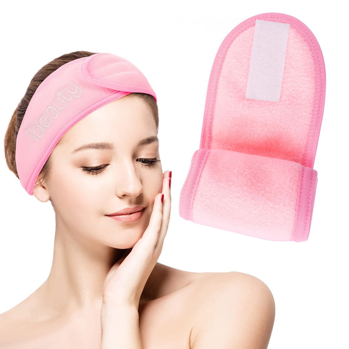 ibeauty light pink adjustable spa makeup headband