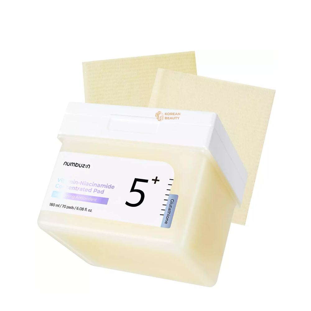 Numbuzin No.5+ Niacinamide Concentrated Toner Pad | Glutathione, Niacinamide, PHA & LHA, 180ml