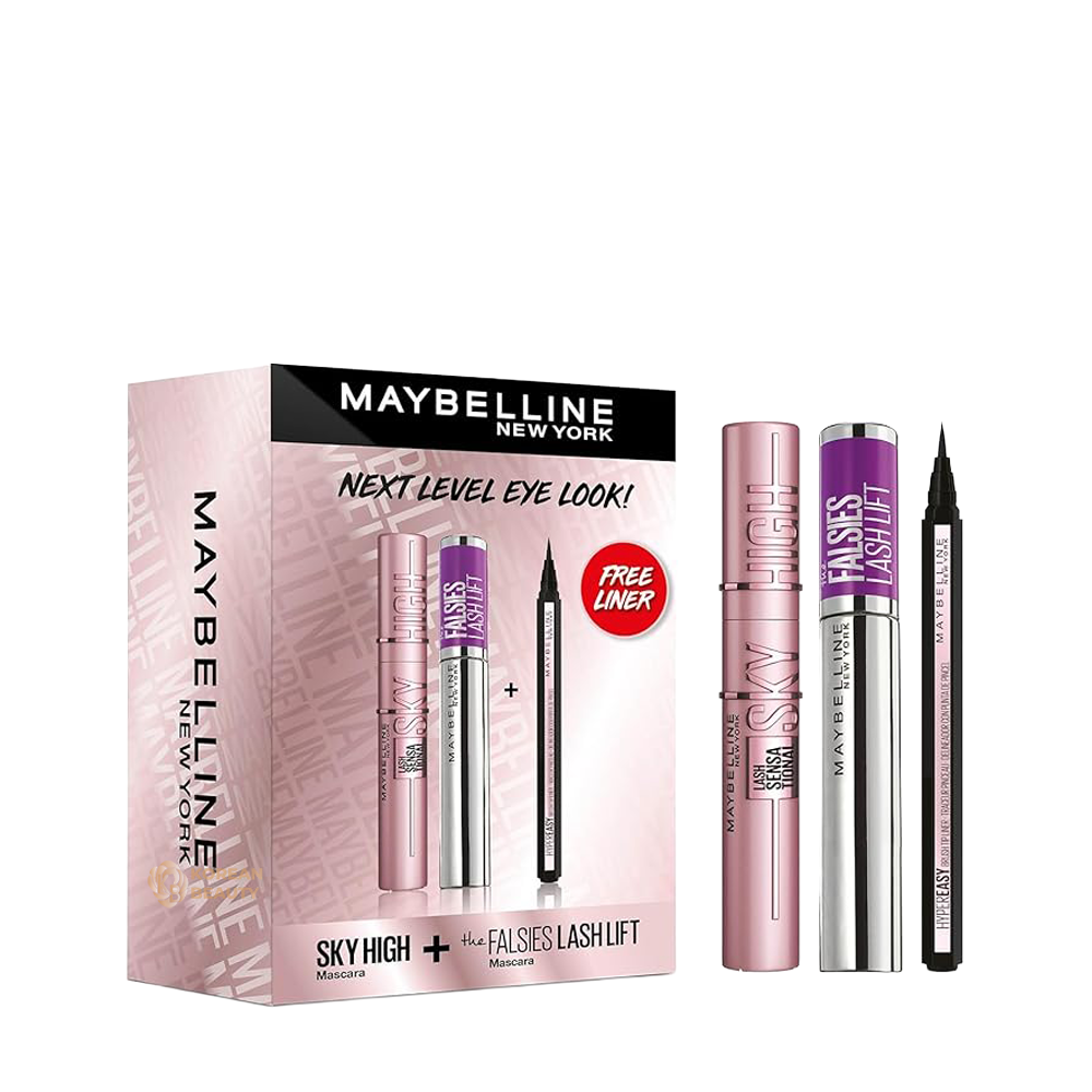 Maybelline New York - YOUR NEXT LEVEL EYE LOOK - 1 SKY HIGH MASCARA + 1 HYPER EASY LINER + 1 FALSIES LASH LIFT MASCARA SET