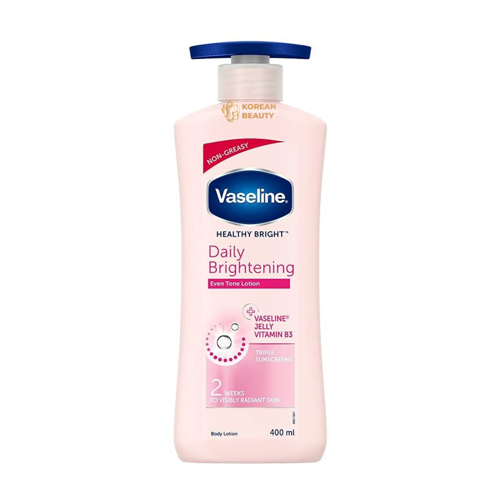 Vaseline Healthy Bright Body Lotion 400ml, Daily Brightening Body Moisturizer with Sunscreen for Dry Skin, Lotion for Non-Greasy Glowing Skin