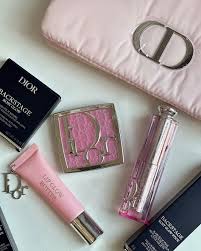 Dior Pink Makeup Bag Set -Miss Dior Blooming Bouquet Eau de Toilette 5ML -Addict Lip Maximizer 2ml #001 -Forever 24H No Transfer High