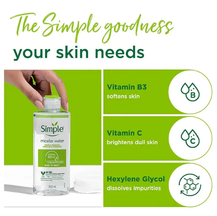 Simple Micellar Cleansing Water Vitamin B3+C 200ml