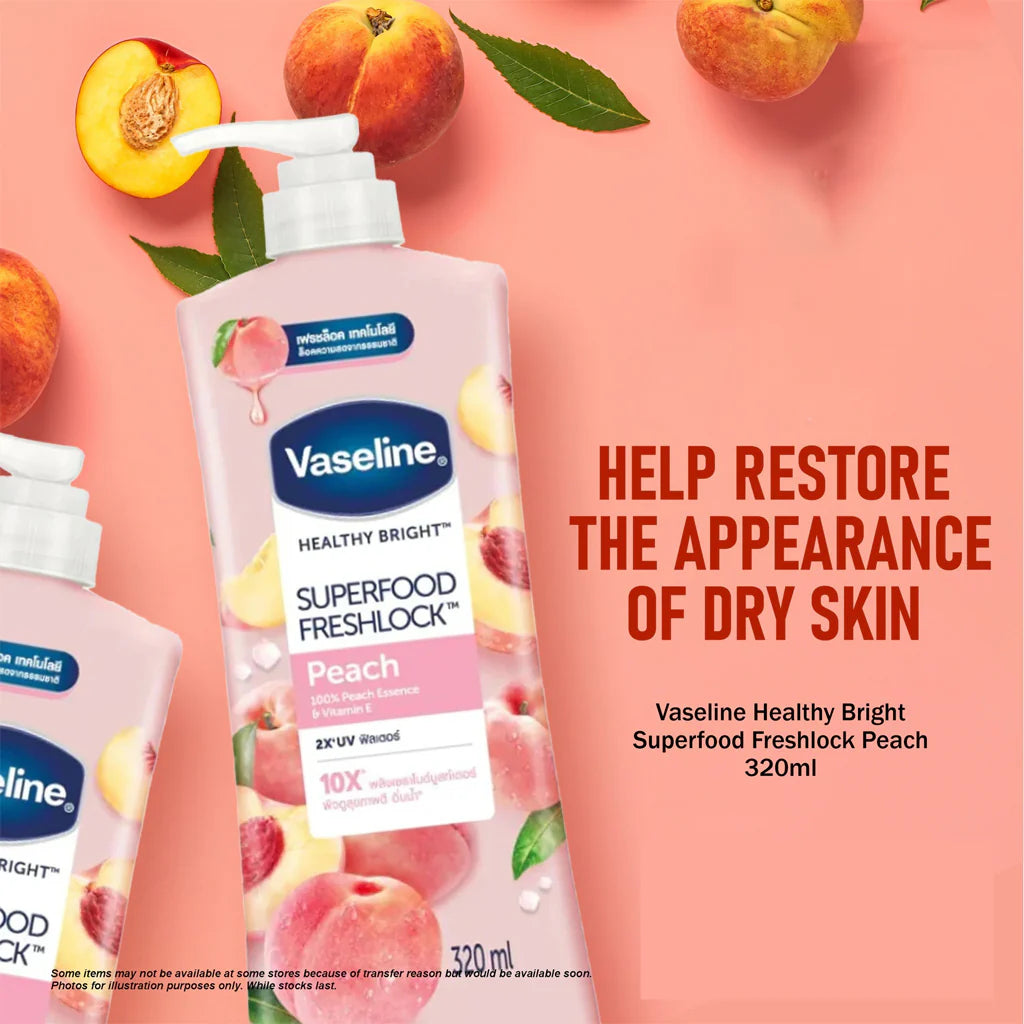 Vaseline Healthy Bright Superfood Freshlock Body Lotion Peach Scent 320ml