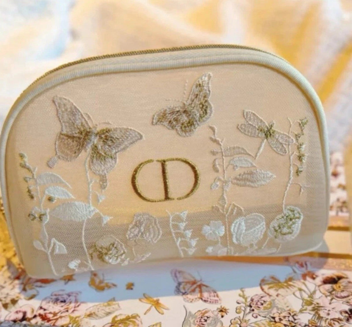 Dior Embroidered Butterflies and Dragonflies Makeup bag
