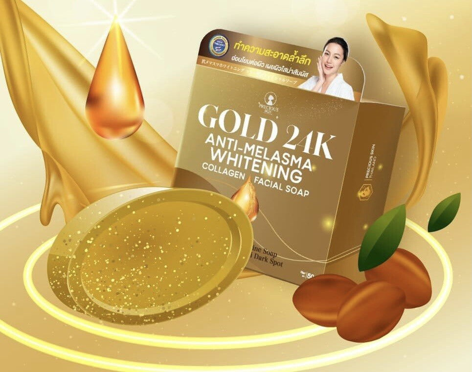 Precious Skin GOLD 24K ANTI-MELASMA WHITENING COLLAGEN FACIAL SOAP ANTI DARK SPOT 60g