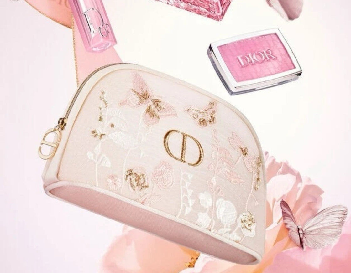 Dior Embroidered Butterflies and Dragonflies Makeup bag