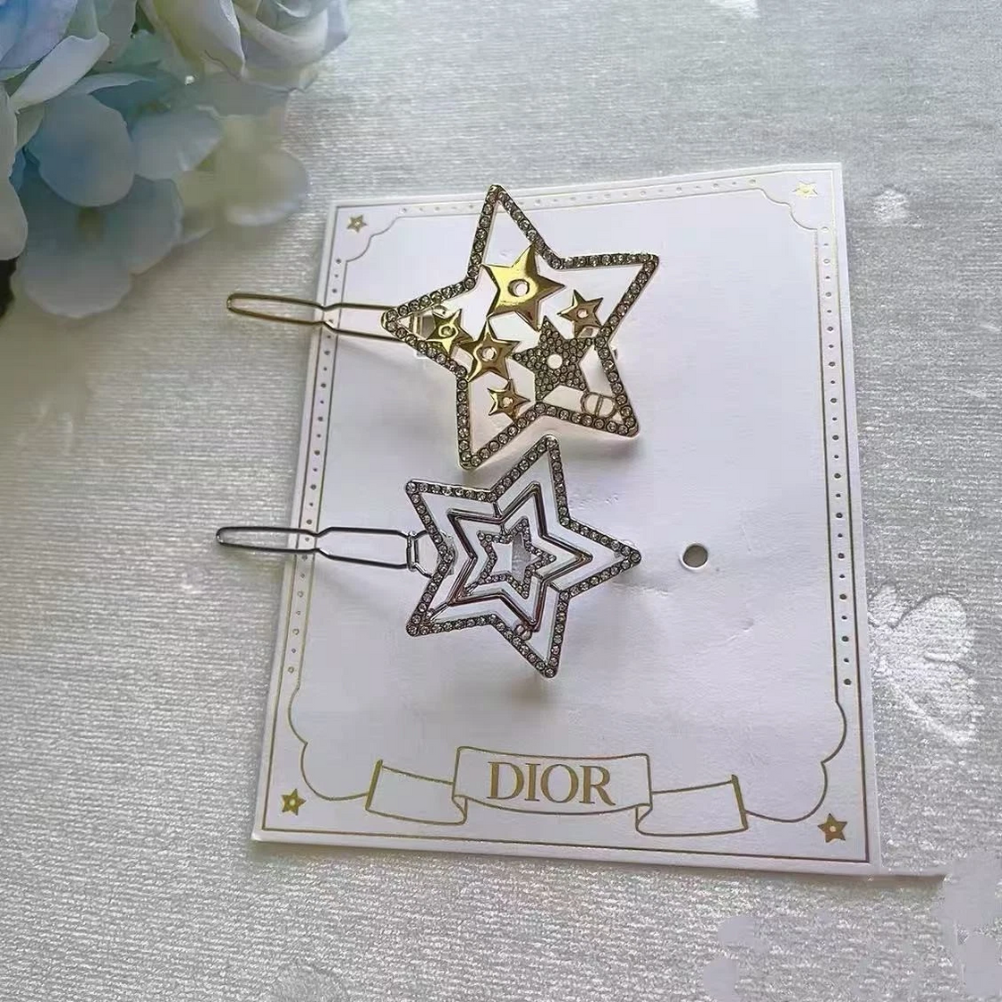 Christian Dior Holiday Hair Clips Silver Gold Novelty