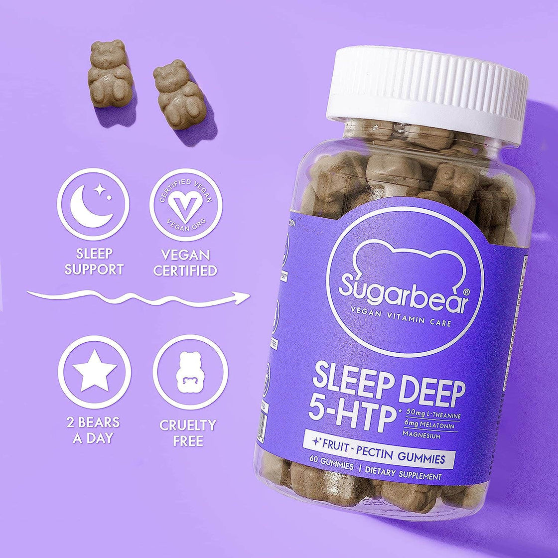 Sugar Bear Sleep Deep 5-HTP, 60 Gummies