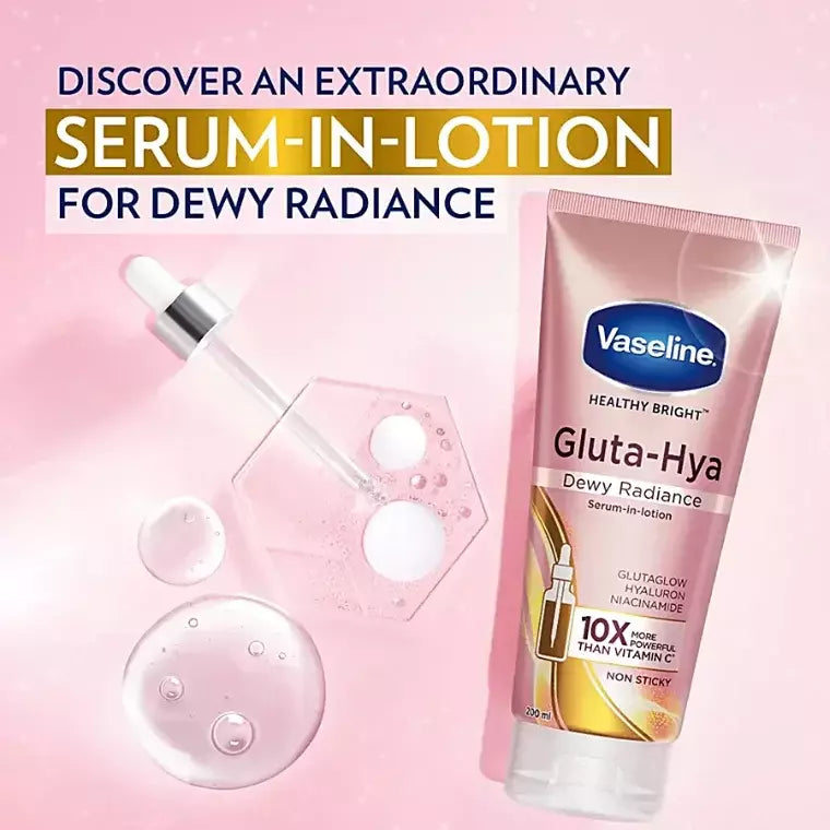 Vaseline Gluta-HYA Serum Burst Lotion dewy radiance for bright and Glowing Skin 330ml