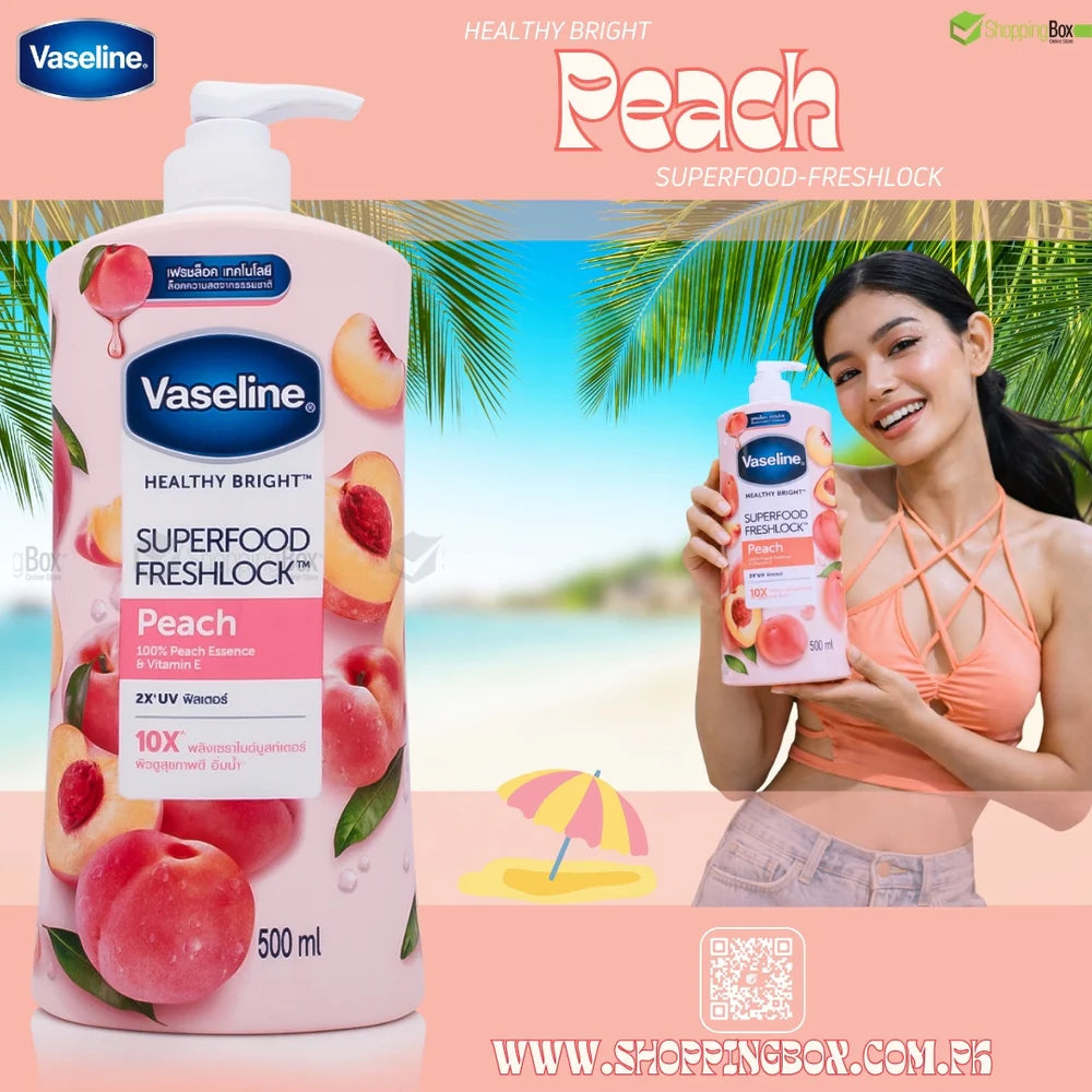 Vaseline Healthy Bright Superfood Freshlock Body Lotion Peach Scent 320ml