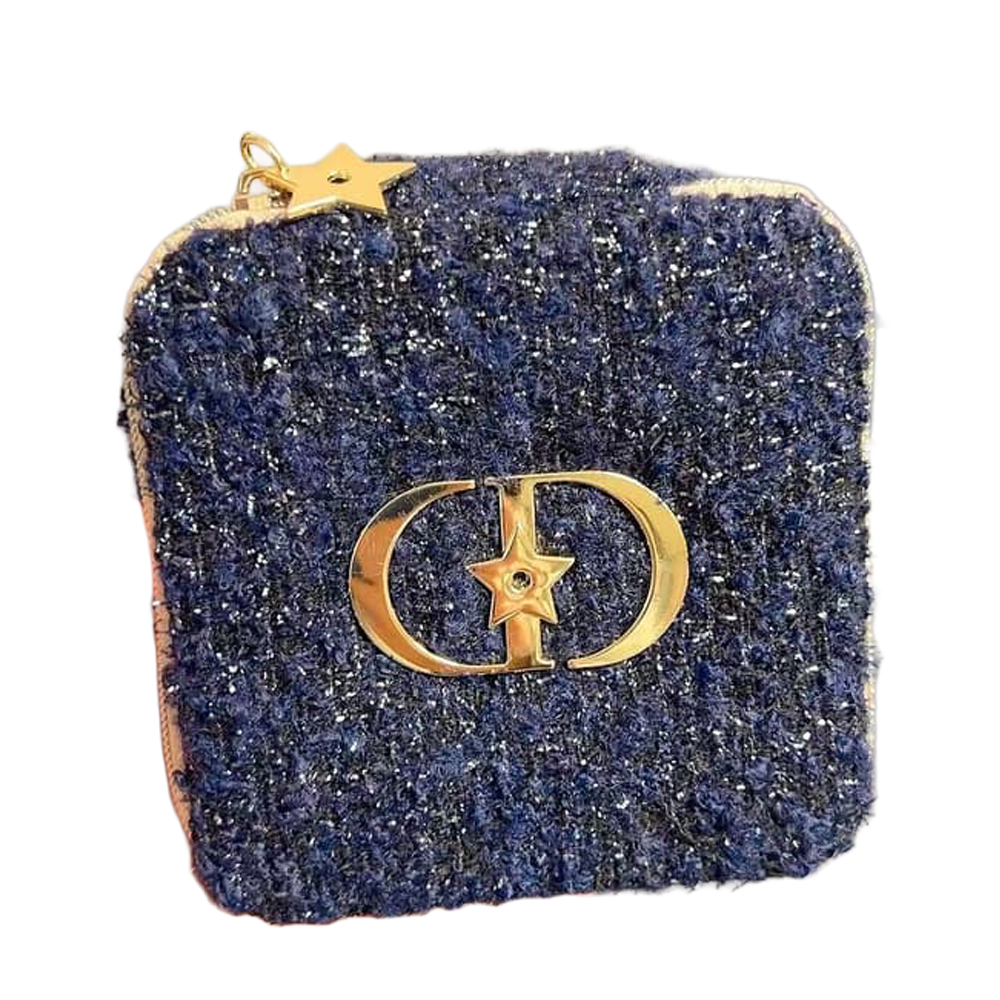 Dior Tweed Jewelry Box Pouch-Blue